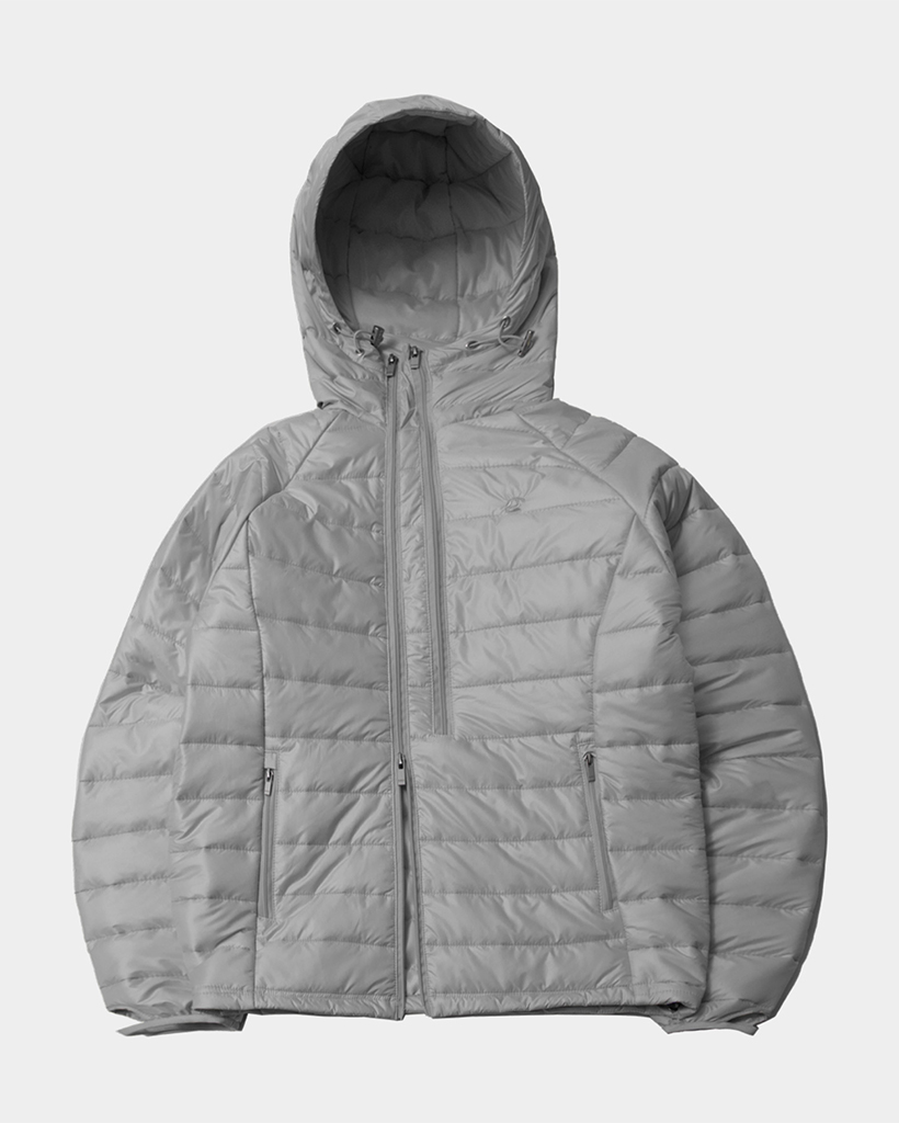 Sheer Light Hood Side Line Zipper Point Lightweight Padded Jacket [Gray]