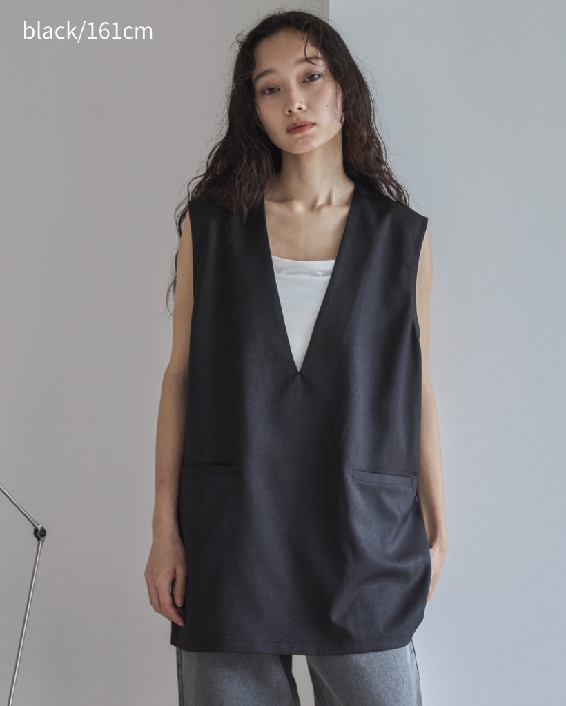 【セットアップ可】Vネックノースリーブプルオーバー