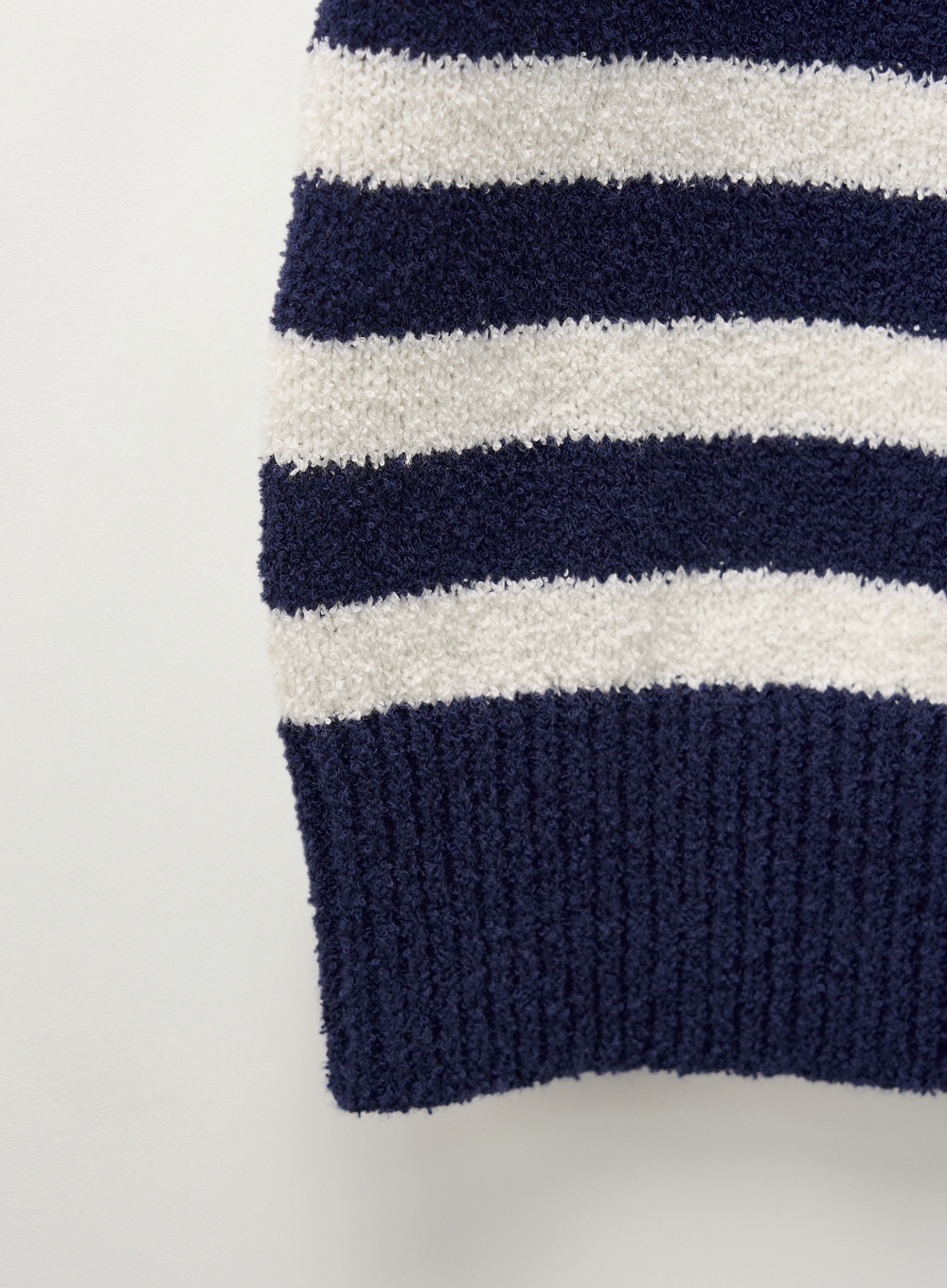 ★SATUR★ W Bon Voyage Stripe Half Knit Cardigan Navy W) Bon Voyage Stripe Half Knit Cardigan - Navy