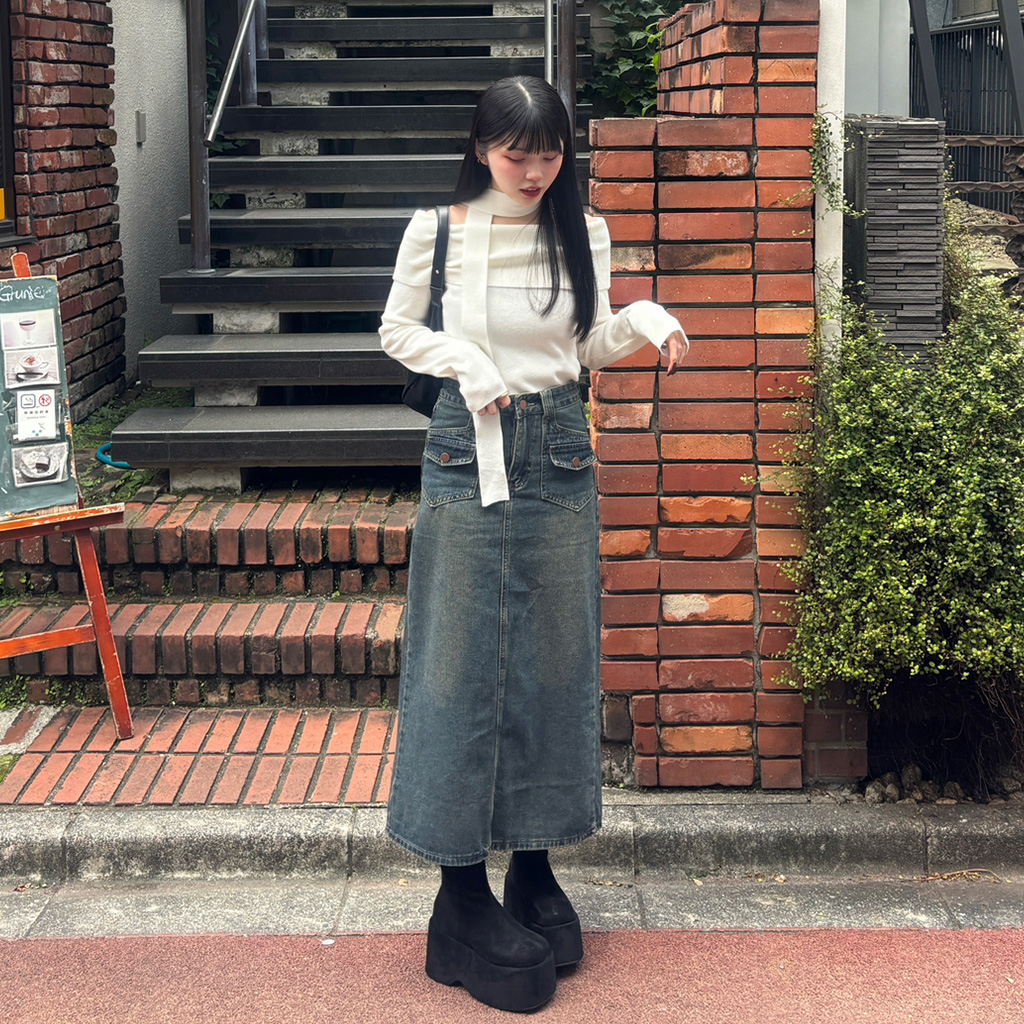 ポケットデニムロングスカート | ファッション通販サイト NUGU