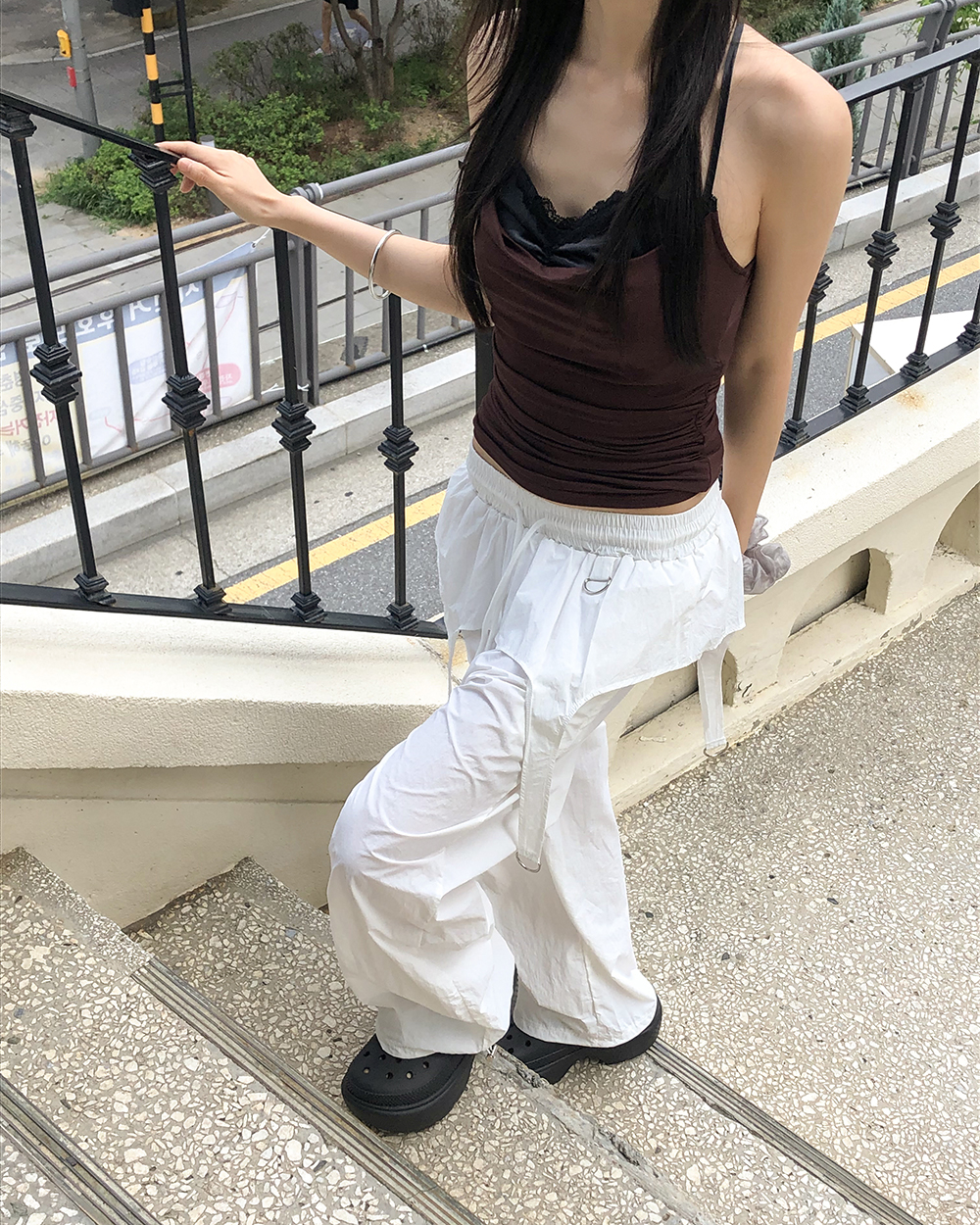 チャームナイロンレイヤード2WAYワイドパンツ | ファッション通販