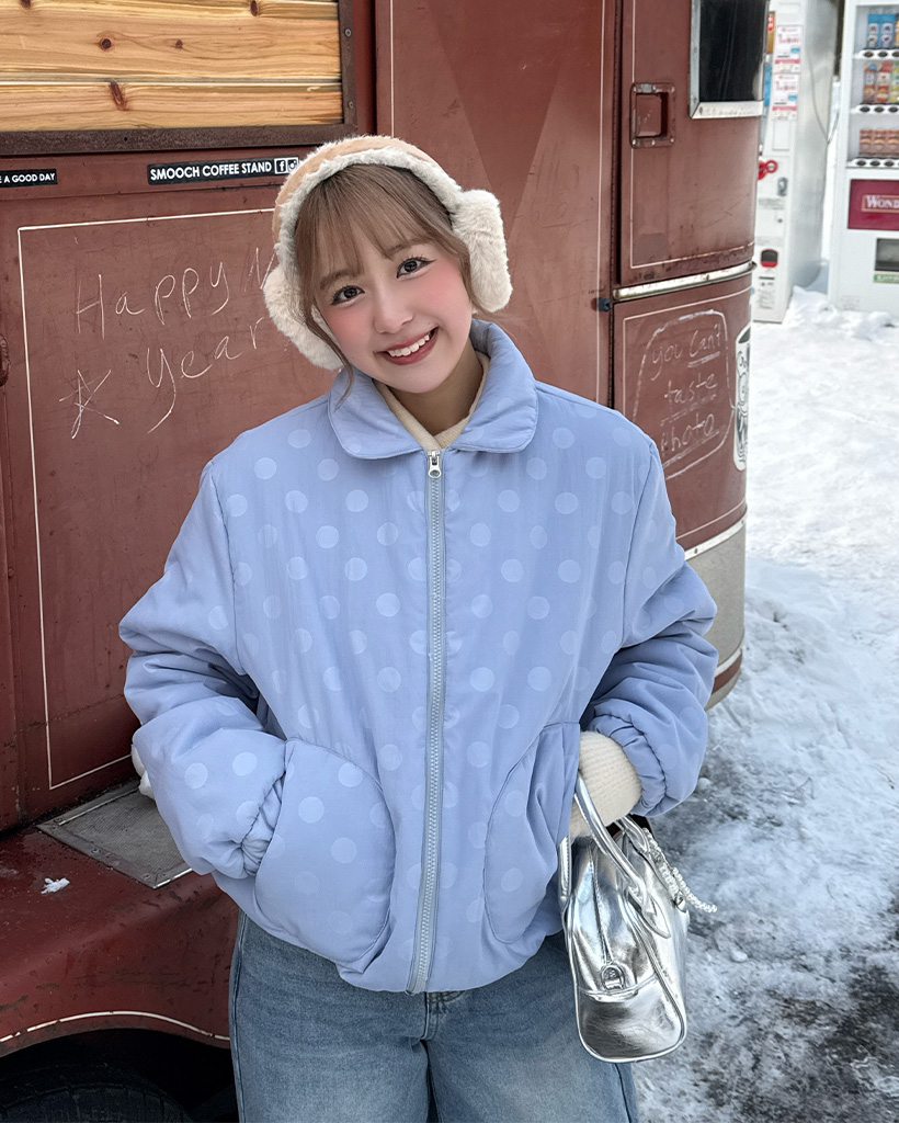 ラウンドドットクォーティングダウンジャケット