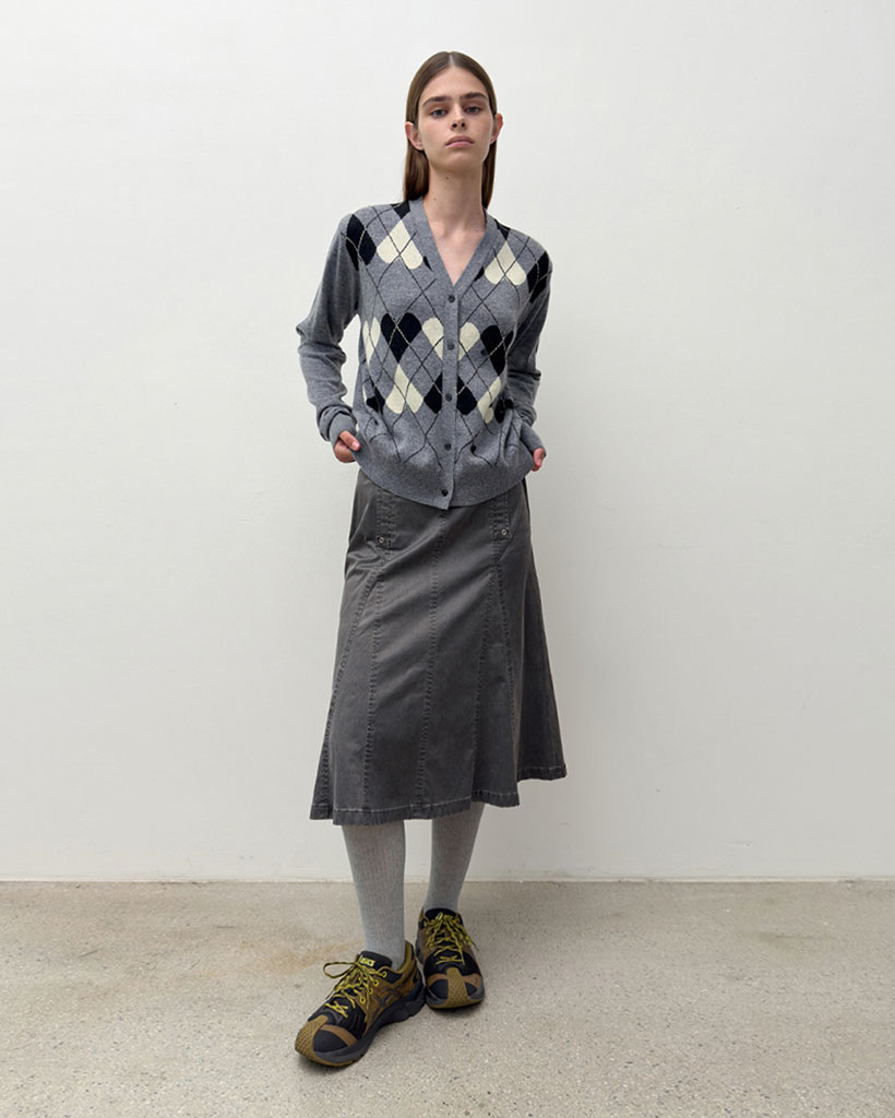 HEART ARGYLE KNIT CARDIGAN (grey) | ファッション通販サイト NUGU