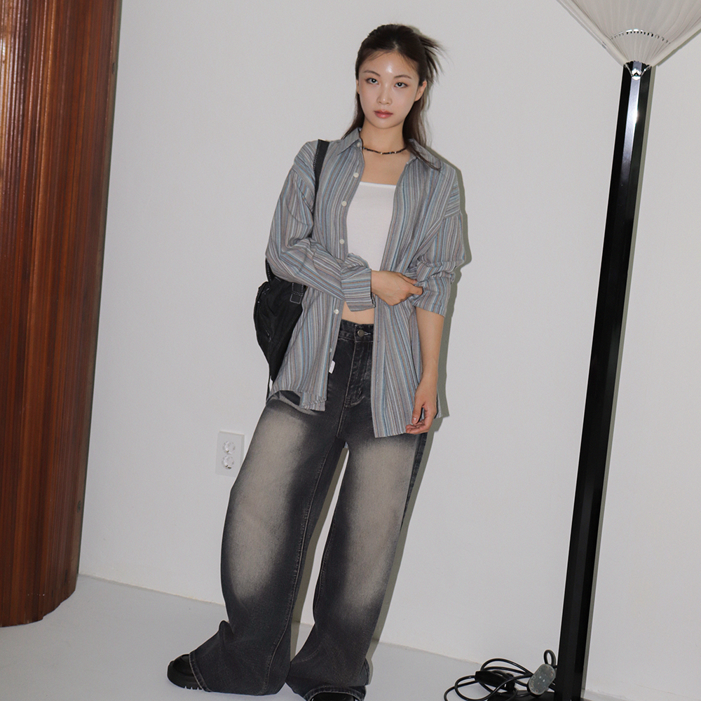 ウォッシュブルーワイドデニムパンツ | ファッション通販サイト NUGU