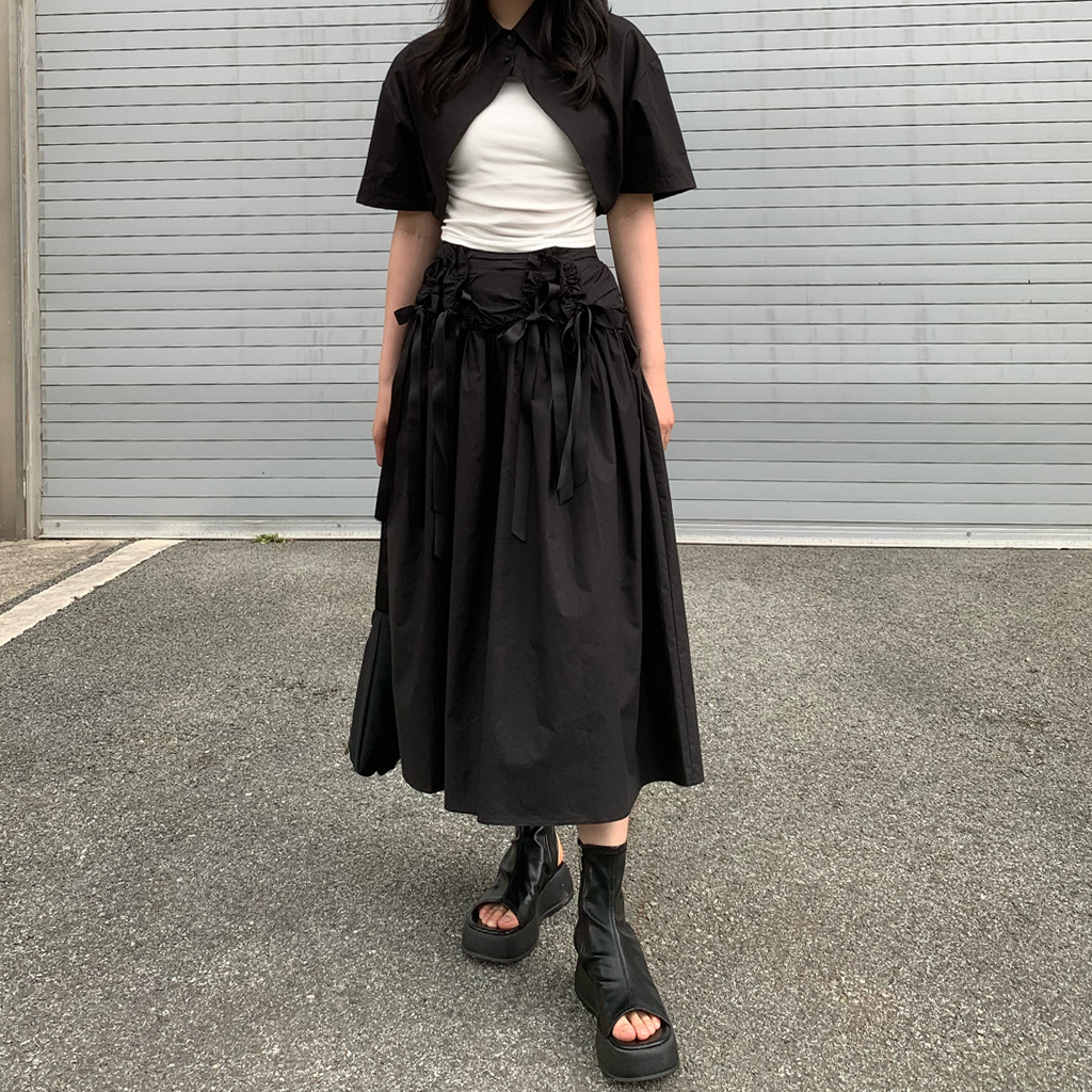 カラー半袖ボレロクロップドシャツ | ファッション通販サイト NUGU