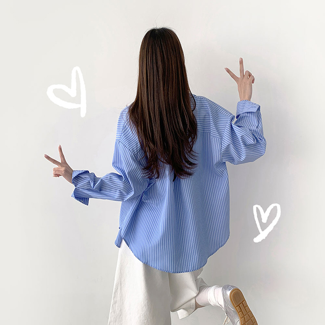 ストライプルーズフィット長袖シャツ | ファッション通販サイト NUGU