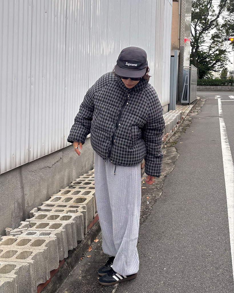 チェックパターンダウンパーカー
