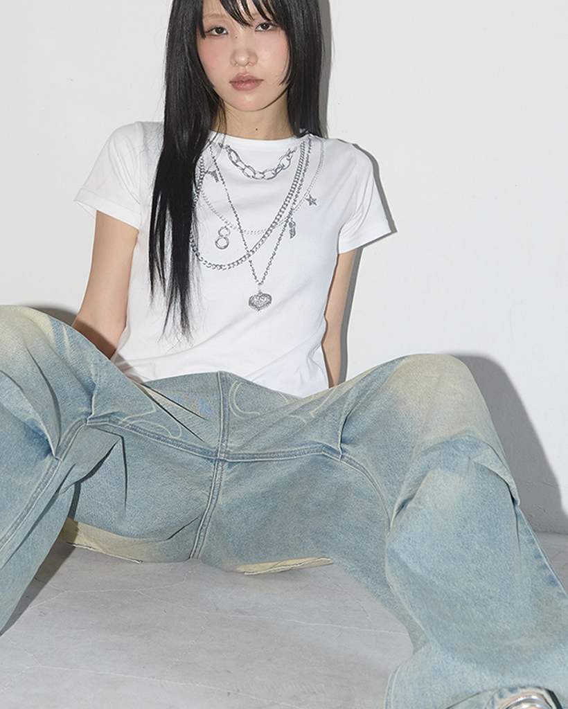 Influencer pick] Angel Vintage Washing Pintuck Pants (Blue