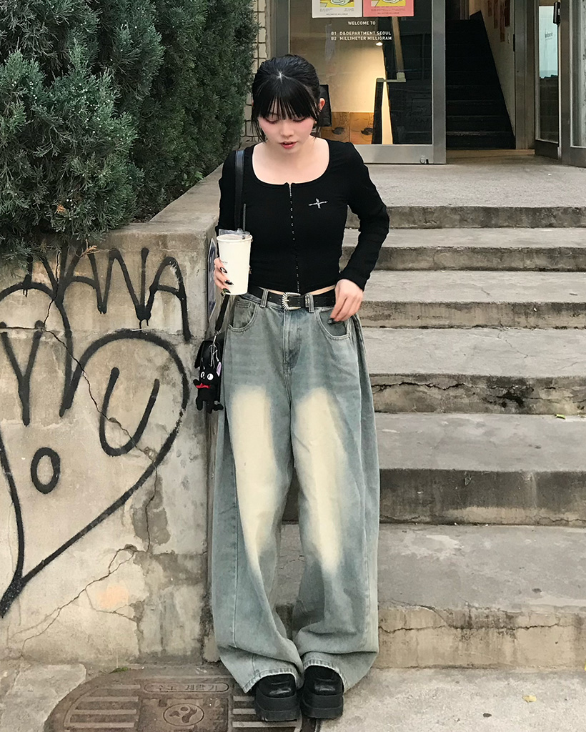 サイドタック入りバルーンデニムパンツ | ファッション通販