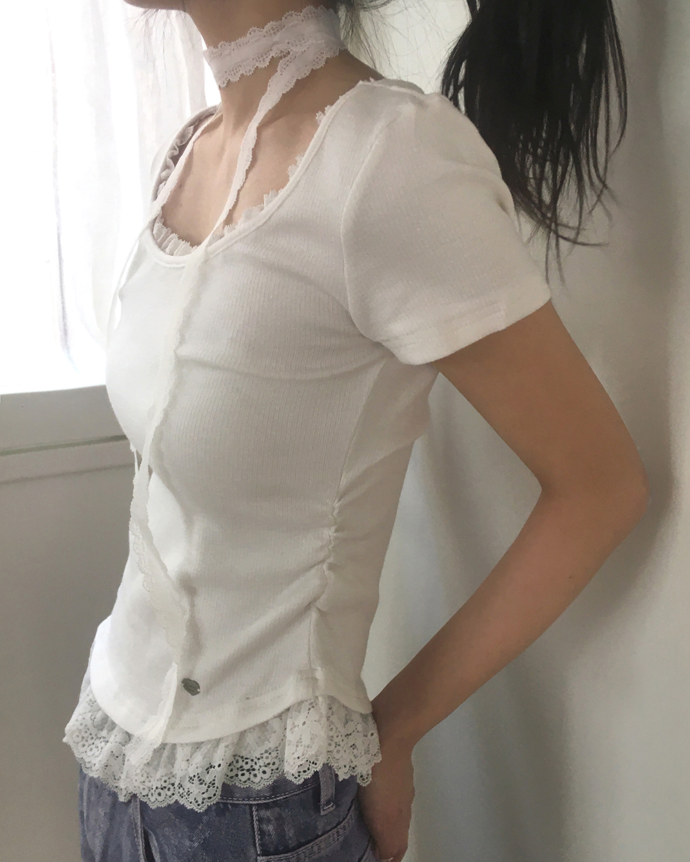 レースフリルペンダント半袖Tシャツ | ファッション通販サイト NUGU