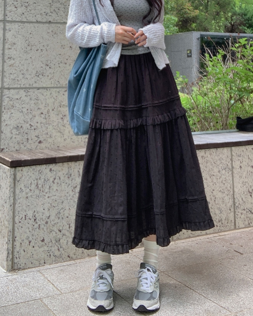 KANEKO ISAO 黒 ティアードフリルロングスカート KANEKO ISAO 新品 タグ付き 39000円 カネコイサオ たくし上げ