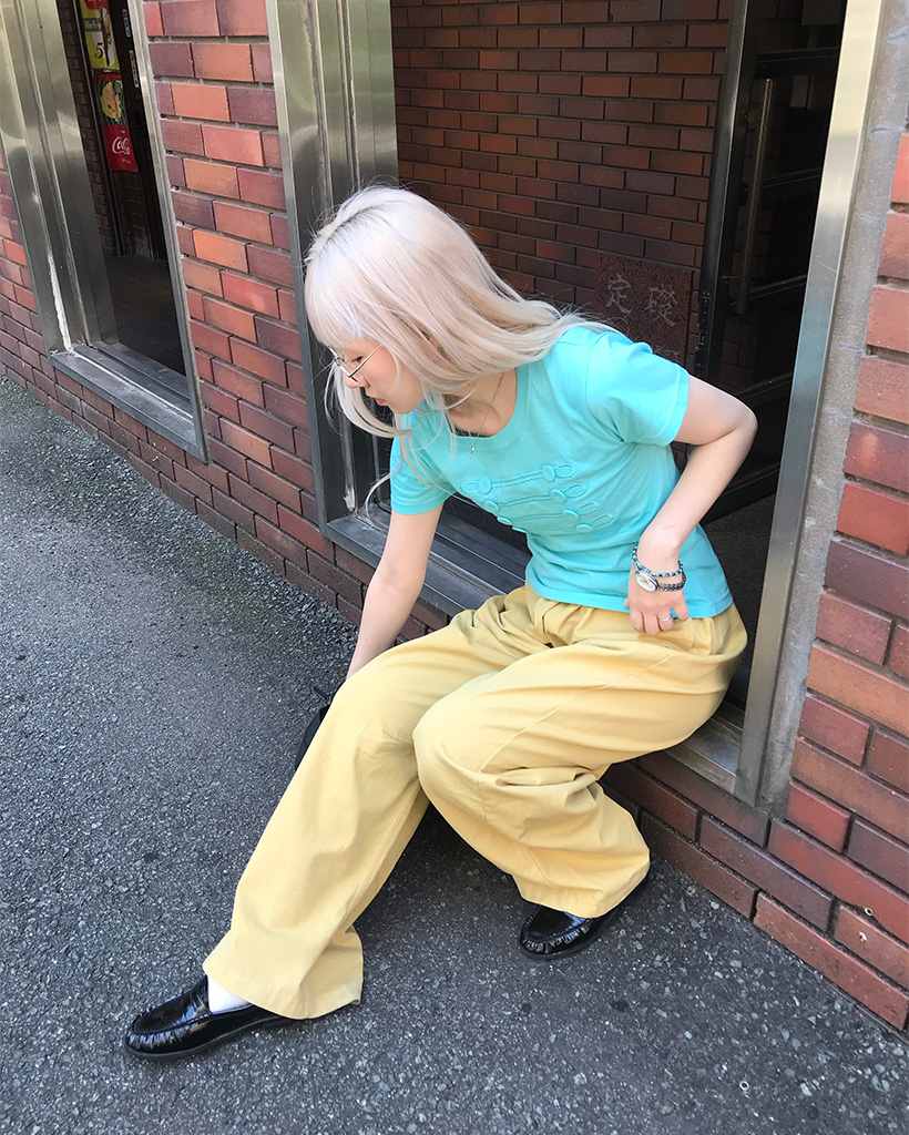 ウエストストリングコットンパンツ