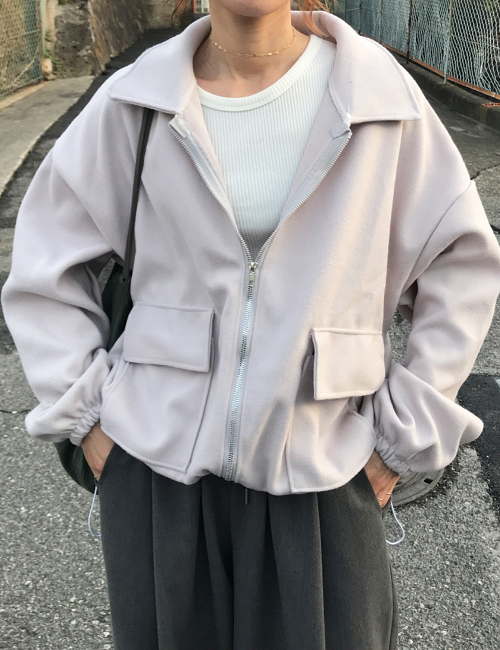 LEMONED ジップアップジャケット グレー ジップアップ ジャケット（スエードラム） グレー - LOEWE