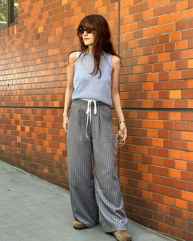 バイカラーピンストライプスラックス | ファッション通販サイト NUGU