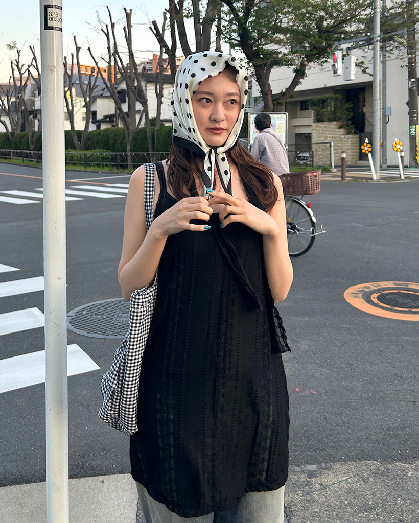 ラインバイカラードットヘアカチーフ | ファッション通販サイト NUGU