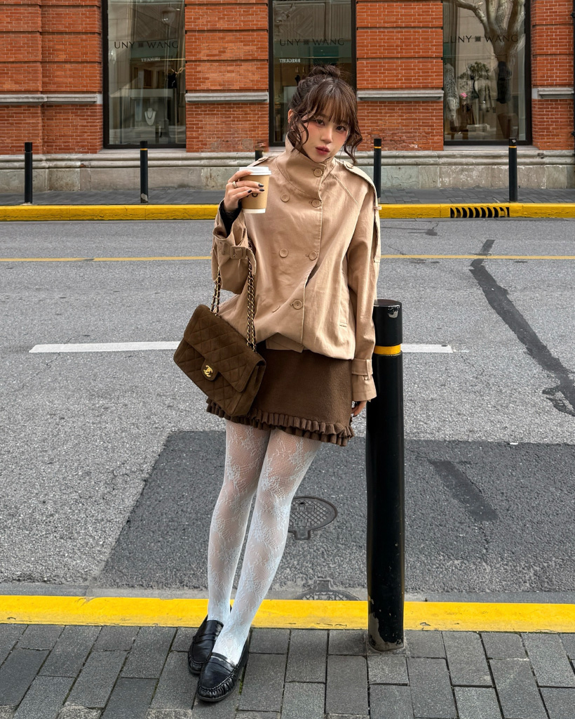 ハイネックショートトレンチコート