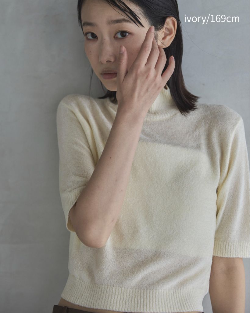 ハンドウォッシャブル】ベロアモールハイネックニット | ファッション