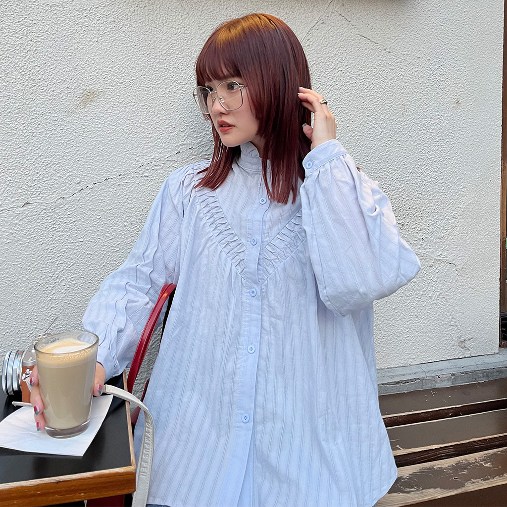 タック入りフリルブラウス | ファッション通販サイト NUGU