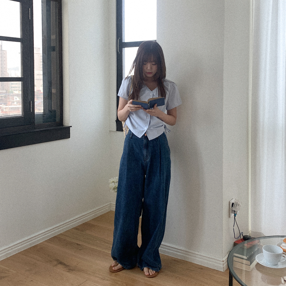 ワイドタック入りデニムパンツ | ファッション通販サイト NUGU