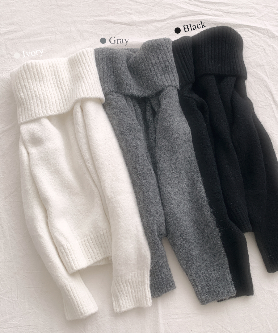 オーバーサイズウールレイヤードオフショルニット