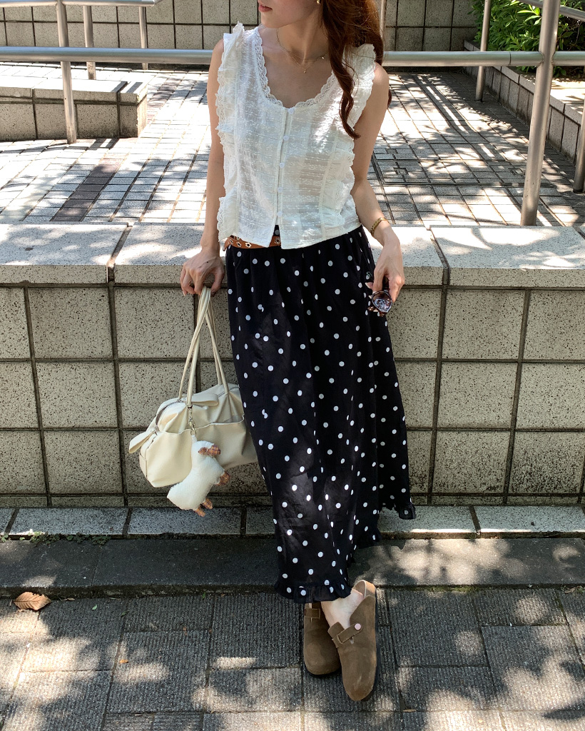 ILLIGO イリゴ ドット スカート ドットフリルロングスカート | ファッション通販サイト NUGU