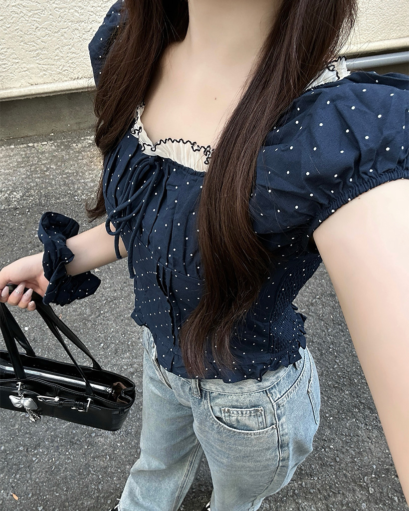 セット）ドットパフブラウス・シュシュ | ファッション通販