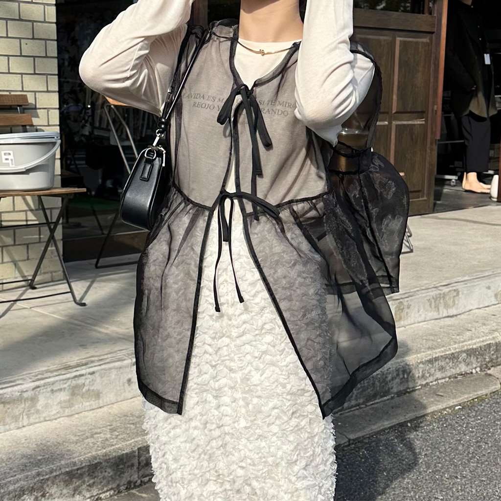 シースルーレイヤードリボンベスト | ファッション通販サイト NUGU