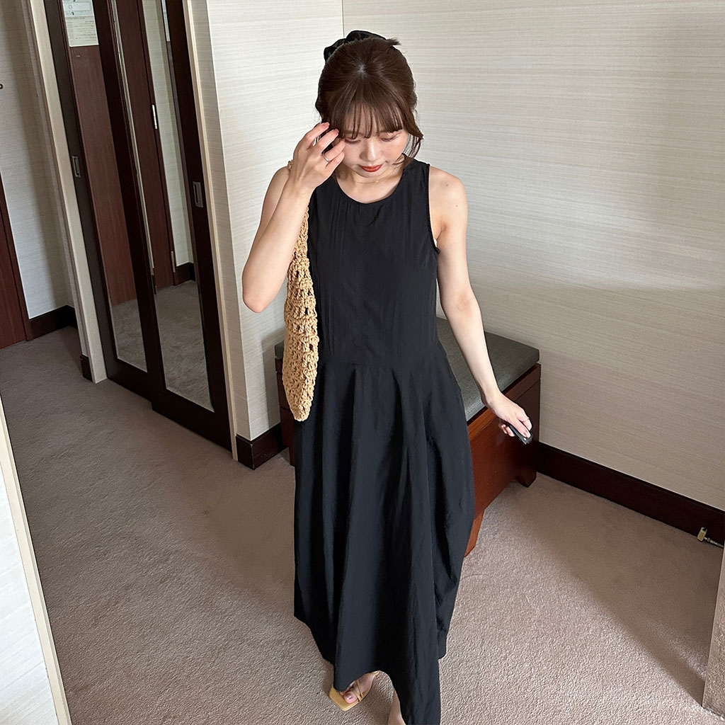 BALMAIN ノースリーブワンピース ピエールバルマン ママン ノースリーブ ロングワンピース ロゴ刺繍