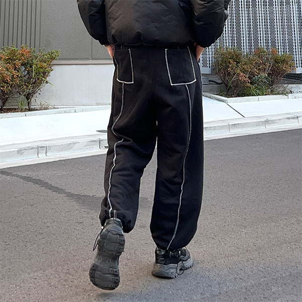 nonative ブラック スウェットパンツ ステッチスウェットパンツ | ファッション通販サイト NUGU