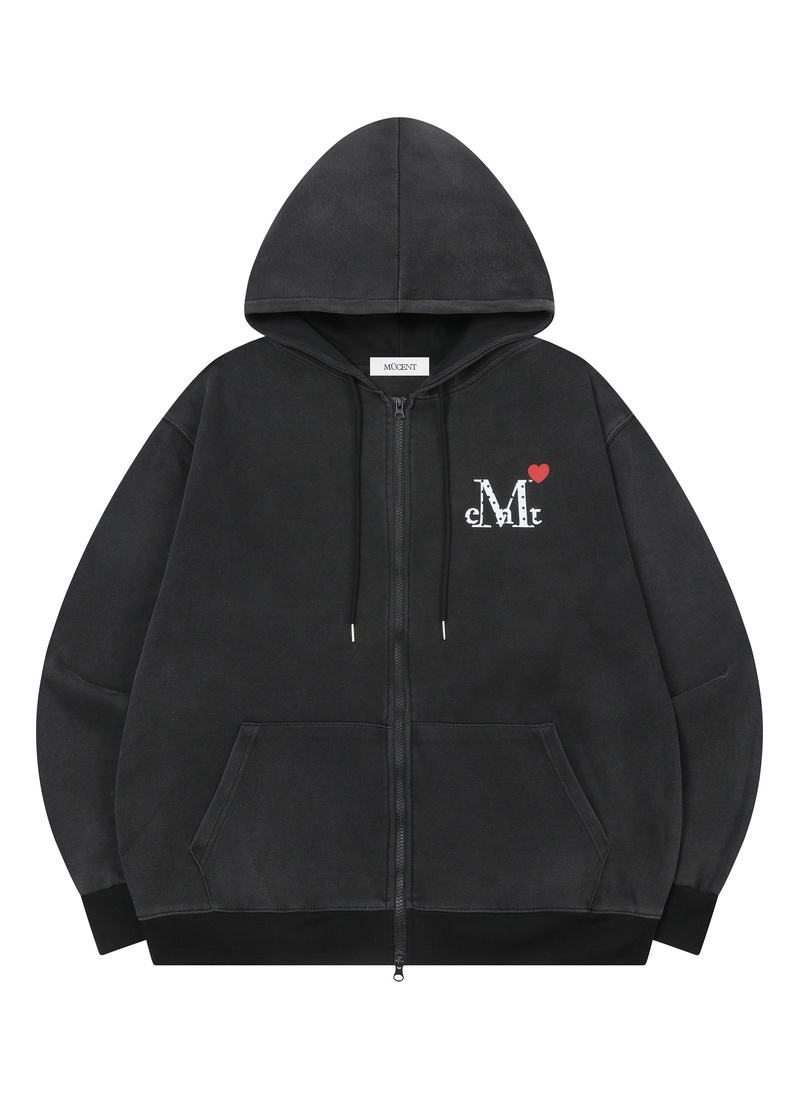 LOVRITS MINI HEART LOGO PIGMENT HOOD ZIP-UP UNISEX