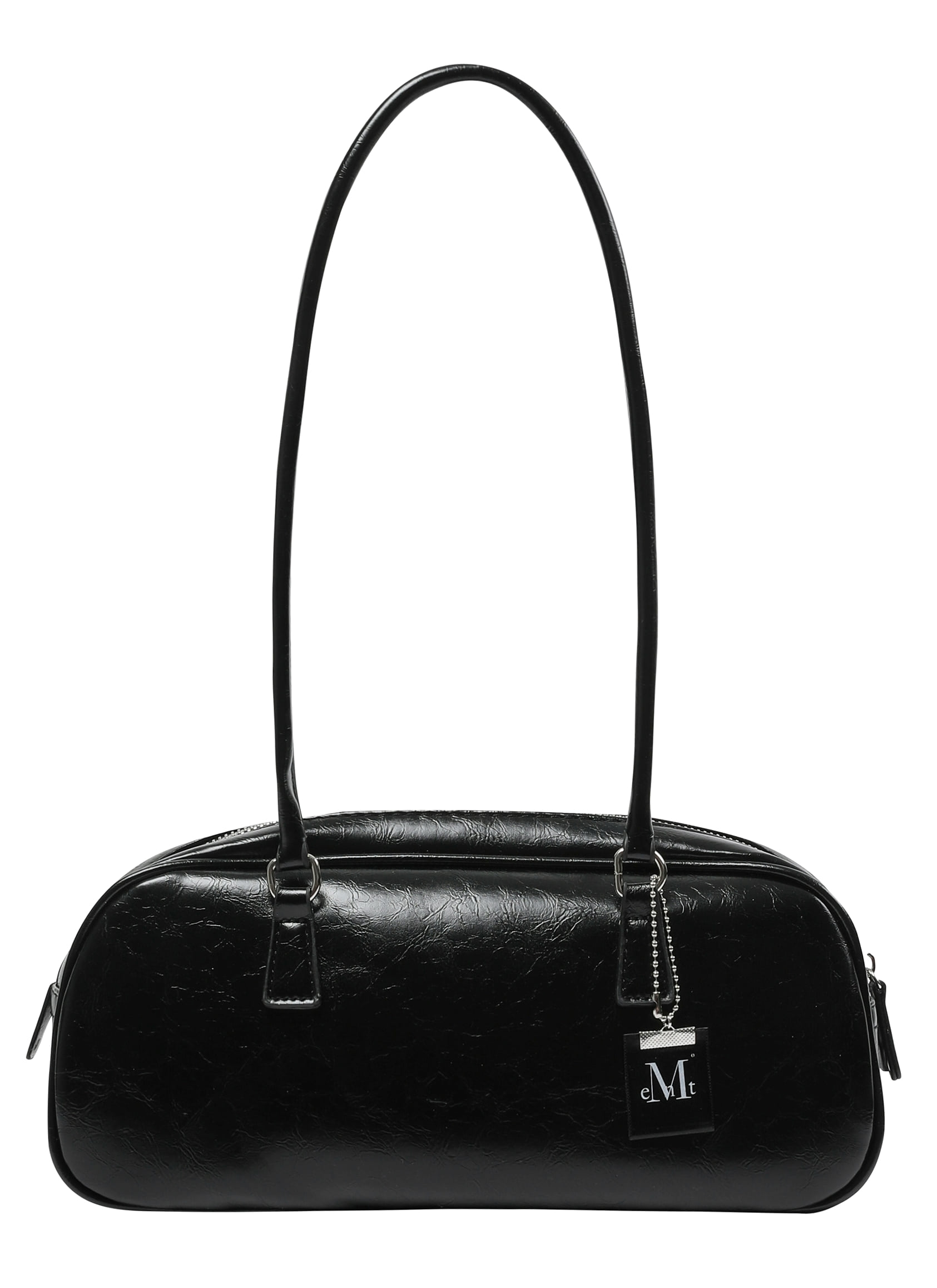 バッグ・カバンその他 Roman Crack Keyring Leather Shoulder Bowling Bag Black Ivory ROMA CRACK KEYRING BOWLING BAG (Black,Ivory,Silver