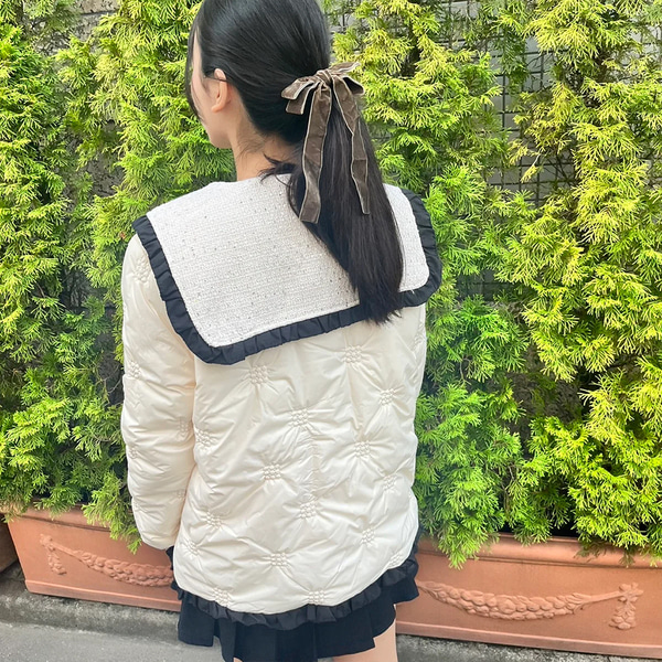 1097-18W0617★組曲 タグ付き未使用★清楚で可愛い♪パール襟付きニット 3/L ブルー KUMIKYOKU patchwork frill ribbon coat | ファッション通販サイト NUGU