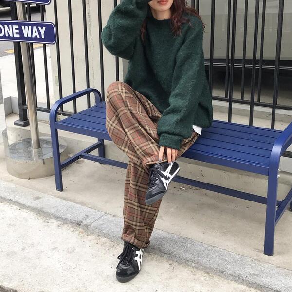 MARKAWARE チェック ワイドスラックス セール】 タックワイドスラックス ブラック／グレンチェック