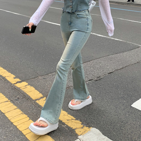 ウォッシング ブーツカット デニムパンツ | ファッション通販