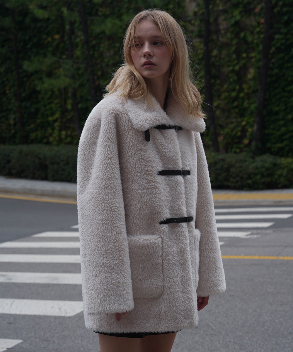 Buckle Fur Half Coat [Ivory]