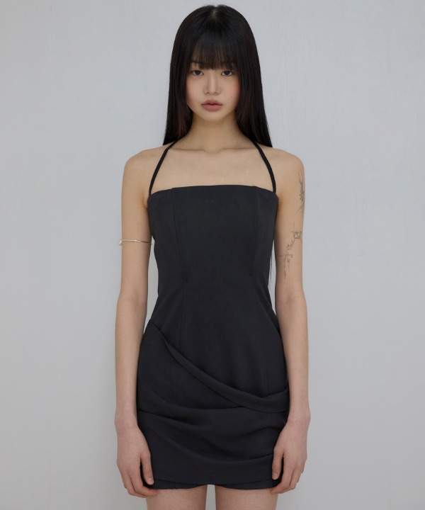 ●FLARE UP● Asymmetrical Draped Dress FL-166 (3色) FLAREUP】Asymmetrical Draped Strap Roll-Up Dress | OUR BRAND