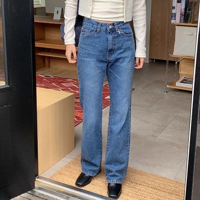 GOARブーツカットデニム 夏デニム💙ブーツカット] もっちりスパンブーツカットパンツ (夏