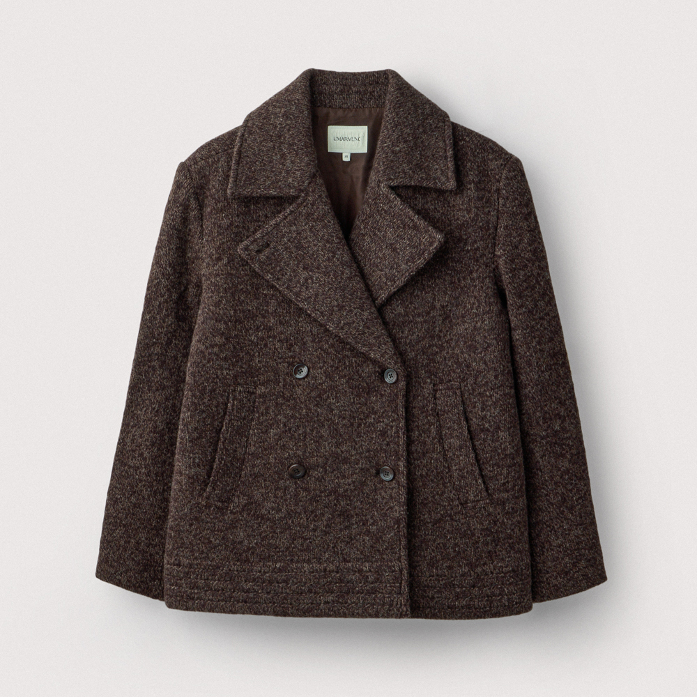 Shetland Wool Knitted Pea Coat_Espresso