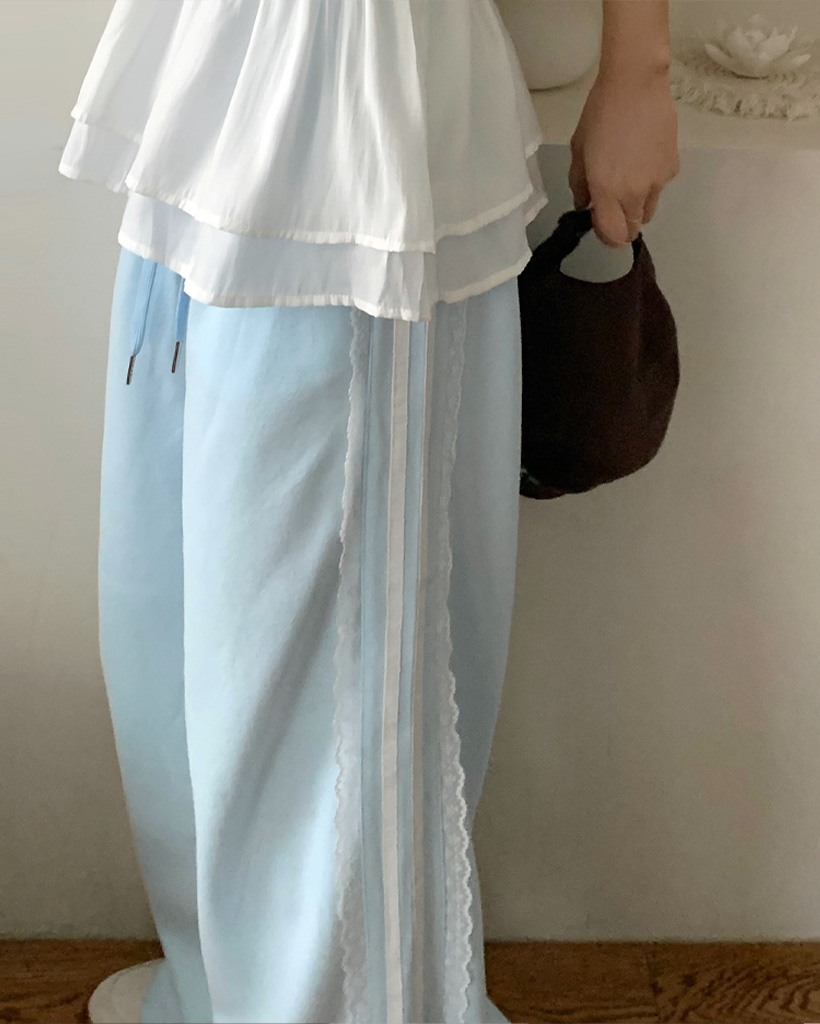 レースラインジャージワイドパンツ(5色展開) | ファッション通販