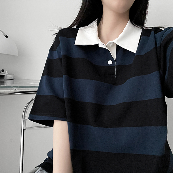 PGG　ボーダー柄ジャージー 半袖ポロシャツ (MENS) サイズ６（XL） 70s vintage VINTAGE マルチボーダー柄 パイル 半袖ポロシャツ
