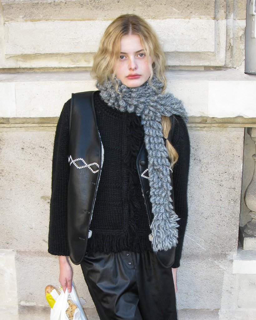 SN Shearling Leather Vest (Black)