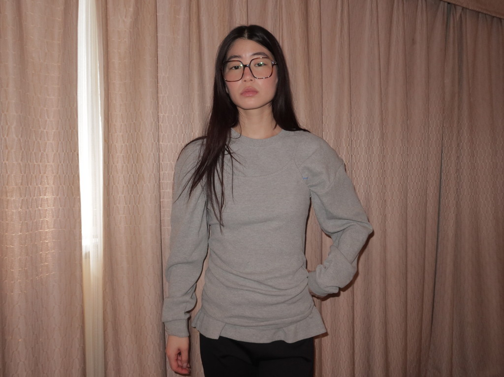 247Waffle long sleeve tee shirt(gray)