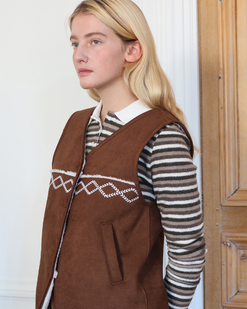 SN Shearling Suede Vest (Brown)
