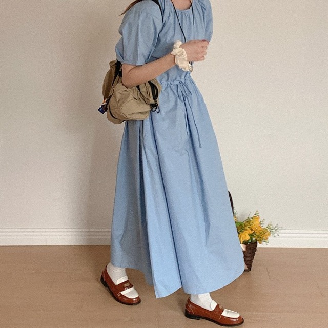 コットンパフストリングワンピース