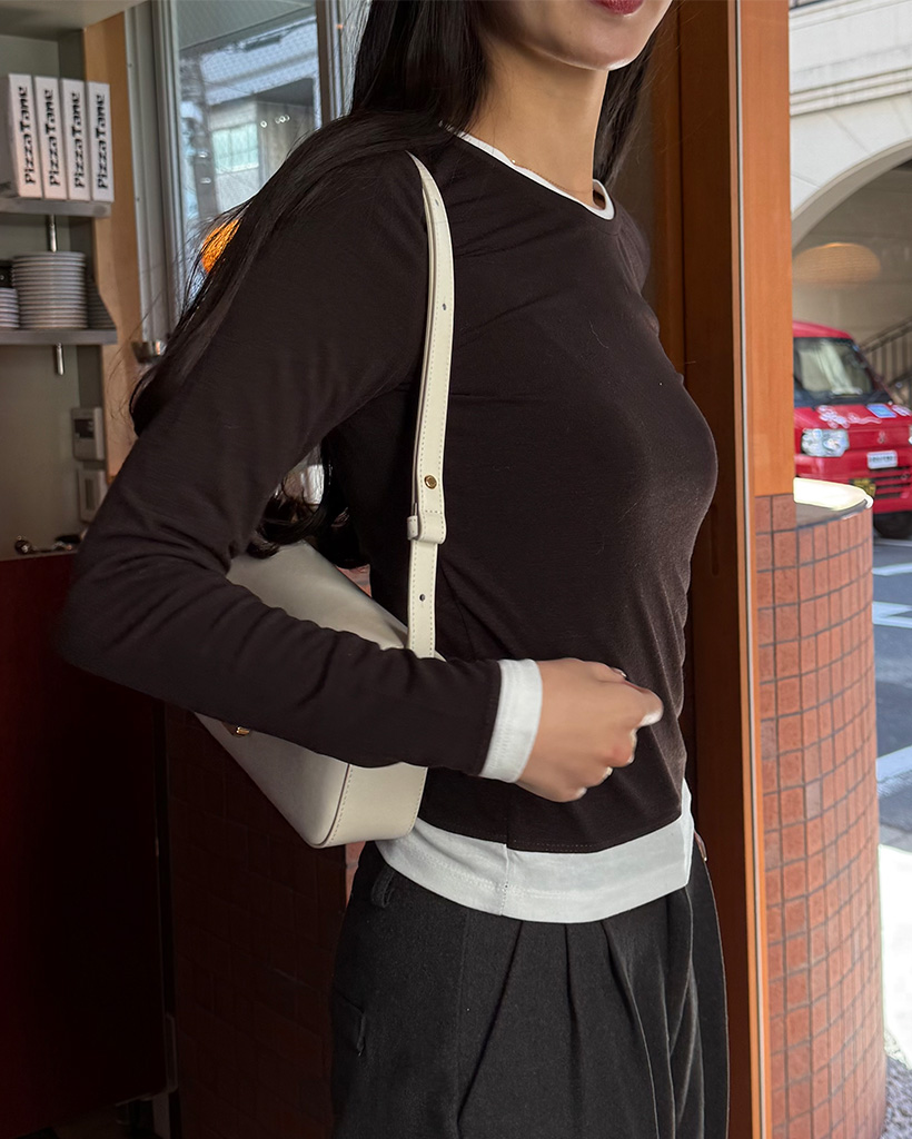 バイカラーレイヤード長袖Tシャツ