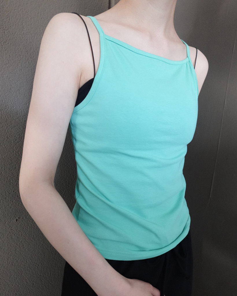 カラーノースリーブトップ