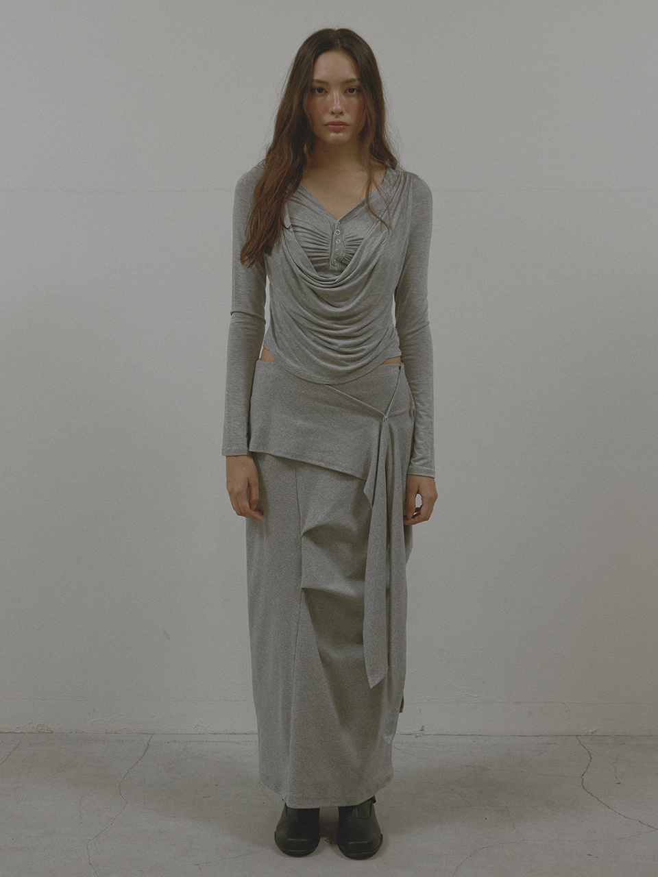 TUK WRAP SKIRT (MELANGE GREY) | ファッション通販サイト NUGU