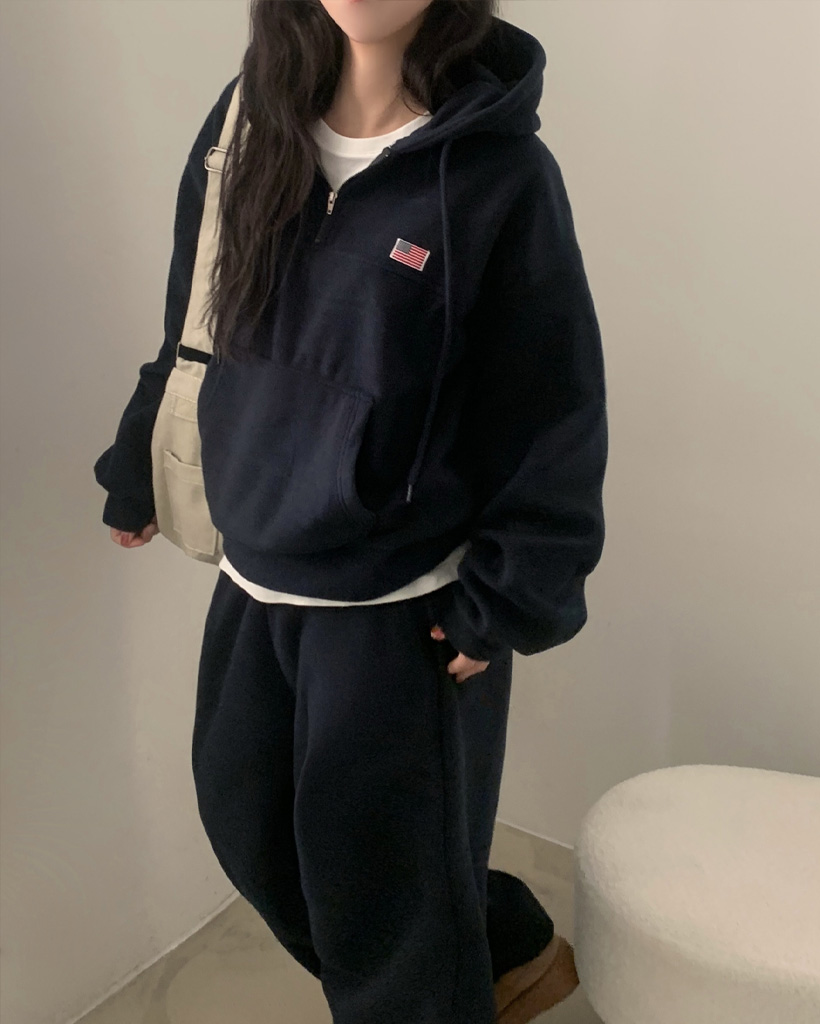 【選べるセット割・単品可】 3WAY フリース ハーフジップ＆フーディ＆パンツ セットアップ