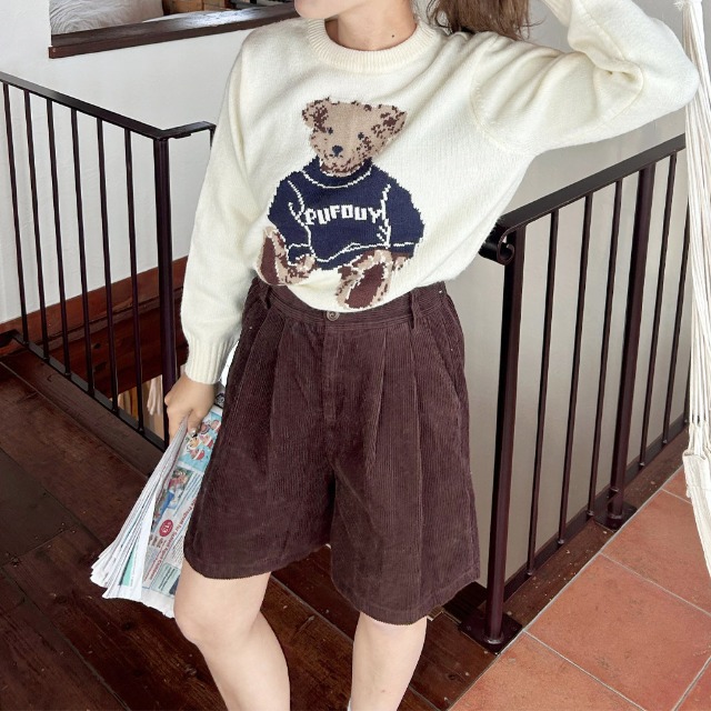 ツータックコーデュロイハーフパンツ