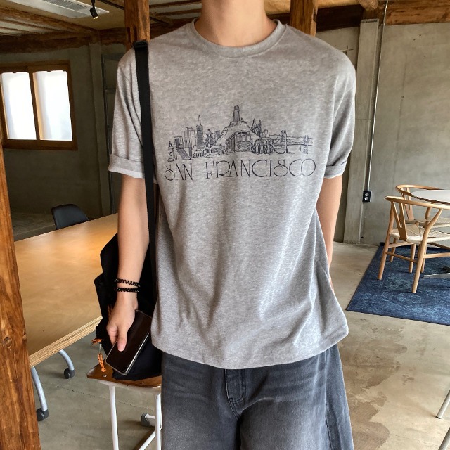 [3color] レタリングラウンド半袖Ｔシャツ